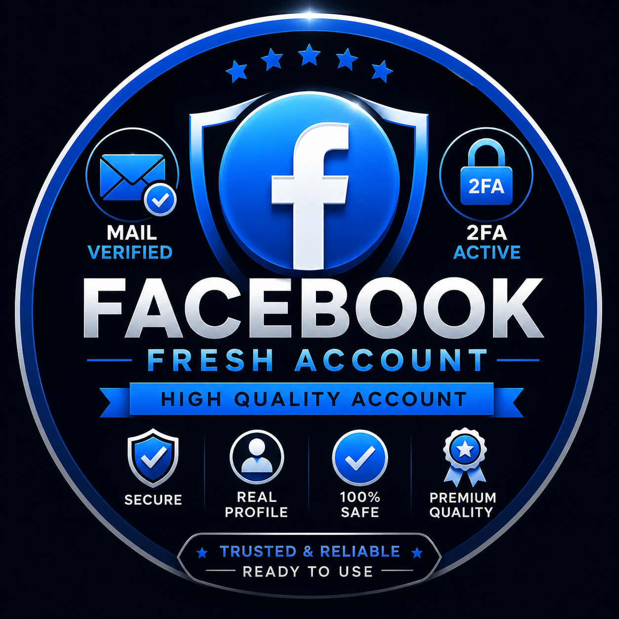High quality Fresh facebook account mail verified 2Fa active 