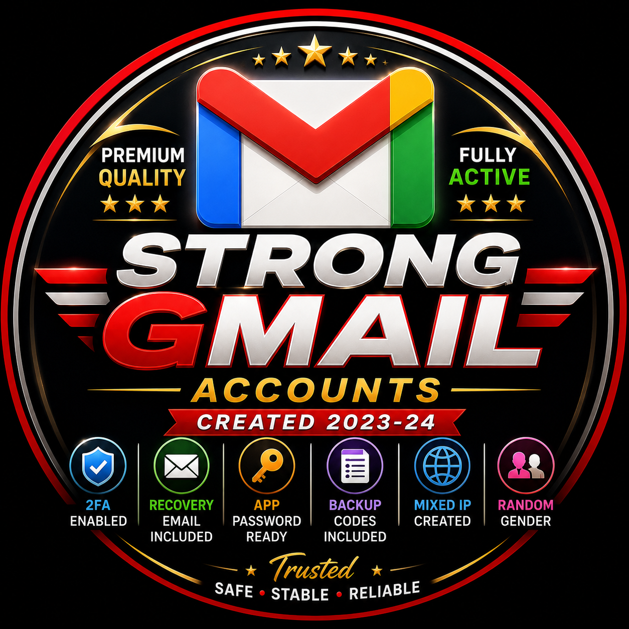 Premium Old Gmail | Created 2024 | 2FA Enabled | Recovery Email Included | App password  | Backup codes |  MIXED IP Created | Random Gender | High quality |